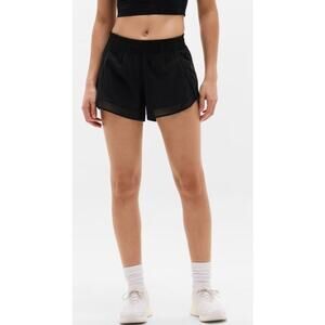 Athleta Womens Size XL Mesh Racer Run Shorts 4" Black Elastic Waist Outdoor